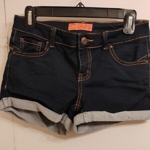 Wax Jean Black Jean Shorts with Cuffed Hem